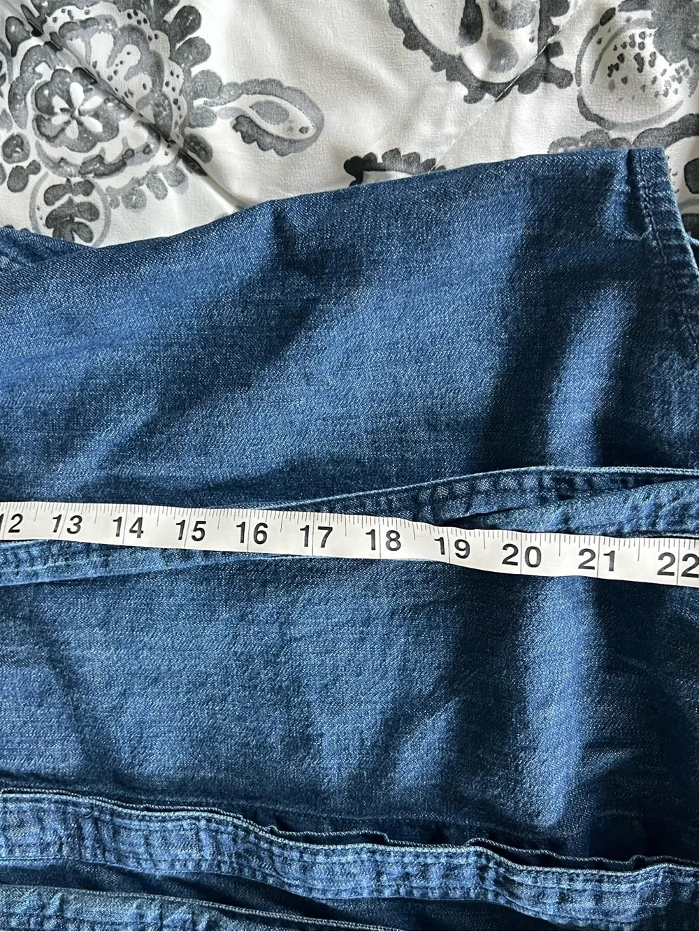 Madewell Tie-Neck Chambray Denim Button-Down Shirt Blouse Medium Blue Stretch - Picture 13 of 14